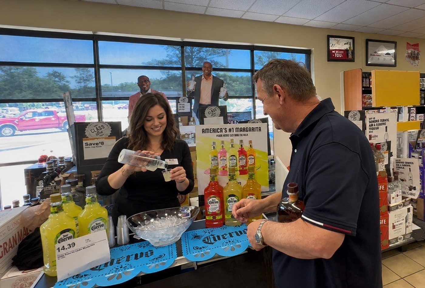 Jose Cuervo margarita demonstration with an MSS associate serving a customer in an exchange